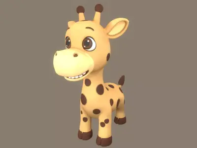 Rigged Cute Playful Light Brown Giraffe  Low-poly 3D model