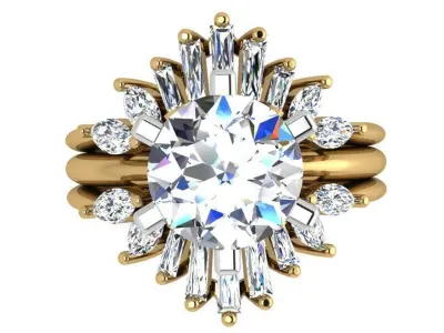 Round Diamond Unqiue Ring 4309 3D print model