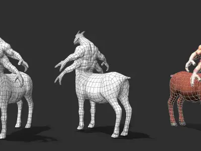 Warrior goat Low-poly 3D model
