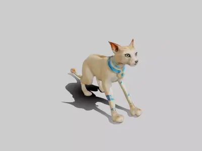 Animated Egyptian Cat Low-poly 3D model