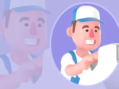 Stylized 3D Male Mechanic Character - Cartoon Smiling Tire Pose 3D model