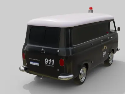 Realistic Vintage Police Van High-Detail Game-Ready Render Asset Low-poly 3D model