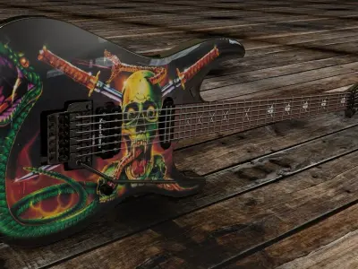 George Lynch Snake Skull Guitar 3D model