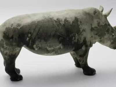 Rhino muddy Low-poly 3D model