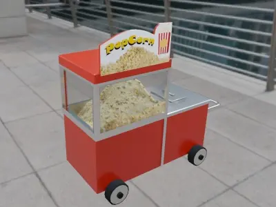 Popcorn Cart - Carrinho de Pipoca Low-poly 3D model