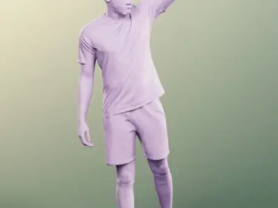 Theo 12837 - Sporty Black Man Waving Soccer Player Low-poly 3D model