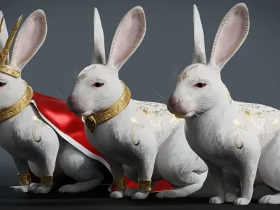 Fantasy Golden Rabbit Low-poly 3D model