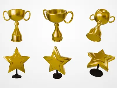 Gold Trophy Low-poly 3D model