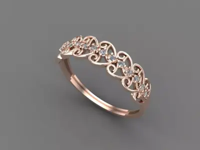 Womens Diamond Signet Ring Women Rings 3dmodels 3D print model 3D print model 14