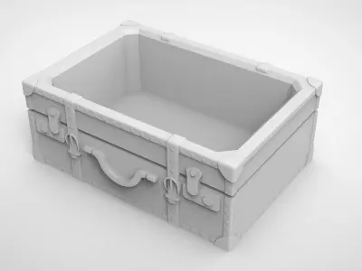 vintage leather suitcase pattern vase 3D print model
