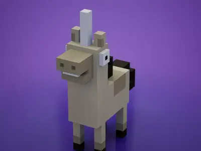 Voxel - White Unicorn Low-poly 3D model