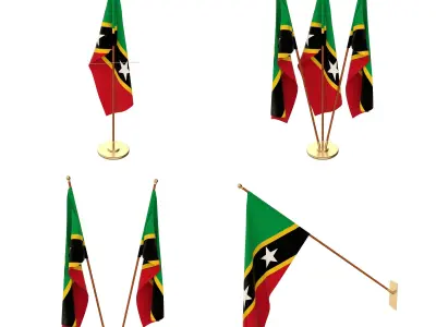 Saint Kitts And Nevis Flag Pack 3D model