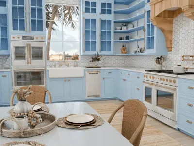 Coastal Kitchen Blender Scene 3D model