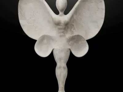 Butterfly Sculpture Italian Statuario marble 3D model