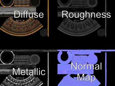 Ornate Chalice with Gemstones Model Pack Low-poly 3D model