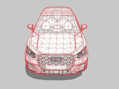 Audi Q2 3d blueprint Low-poly 3D model