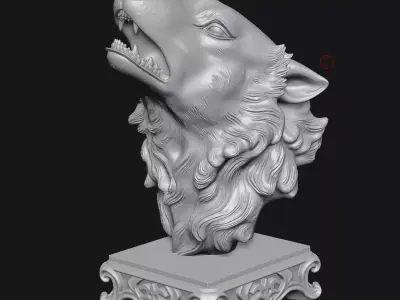 Wolf head sculpture 3D print model