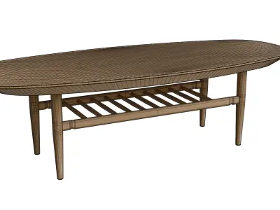 White Oak Oval Coffee Table Low-poly 3D model