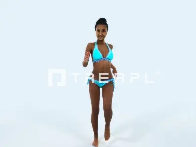 May 05K Running Jogging Beach Sport African American Woman Low-poly 3D model