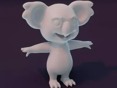 Cartoon Koala Rigged Base Mesh 3D Model Low-poly 3D model