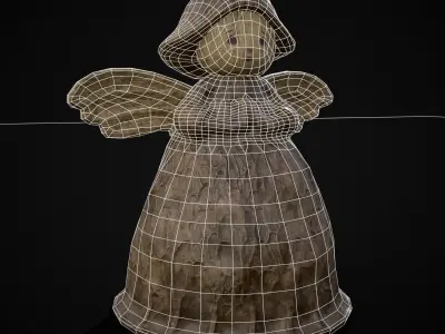 Angel Wood Figurine Low-poly 3D model