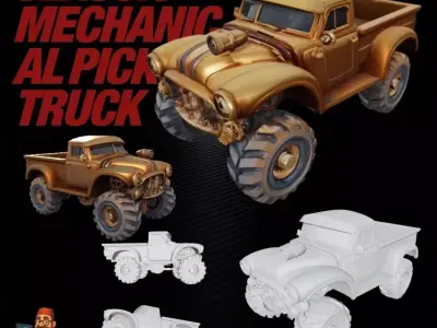 Classic Mechanical Pickup Truck 3D print model