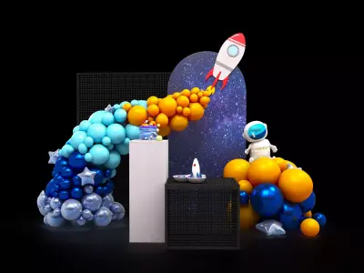 Birthday Decoration Set No-001 3D model