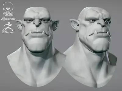 Cartoon male character Orc base mesh 3D model