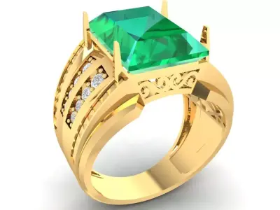 Luxury Emerald Cut Gemstone Men Ring 2871 3D print model