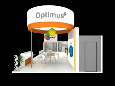 15 mtr x 6 mtr  2 side open exhibition stands 3D print model