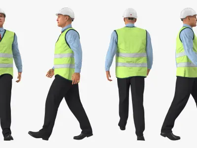 Construction Architect in Yellow Safety Jacket Rigged for Maya 3D model