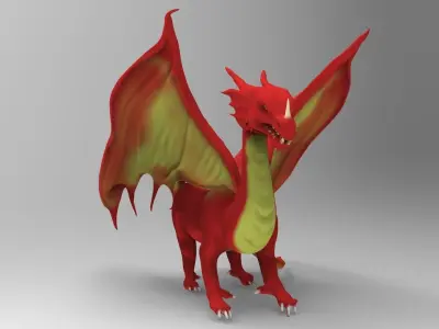 Red Dragon Low-poly 3D model