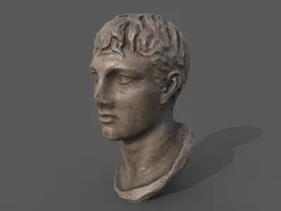 Male head sculpture 2 Low-poly 3D model
