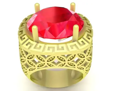 Luxury Gemstone Men Ring 3D Model for Jewelry Casting 3825 3D print model