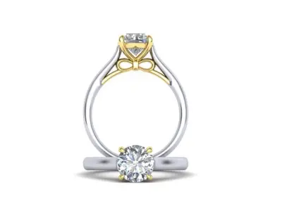 7mm 4prong Bow design Classic Engagement ring 3dmodel  N10314 3D print model