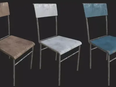 Old Wooden Chair 1 PBR Low-poly 3D model