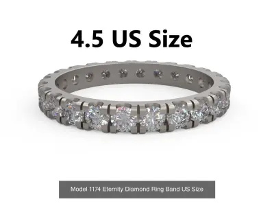 Eternity Diamond Ring Band US Size 3D Model Pack