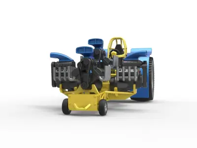 Pulling tractor with 4 engines V8 Version 6 Scale 1 to 25 3D print model
