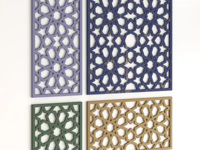 Arabic Islamic pattern wood decorative plaster 3D model 5