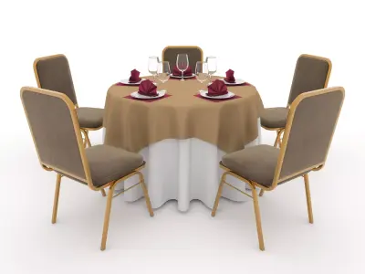 Banquet Table and Chair 07 3D model