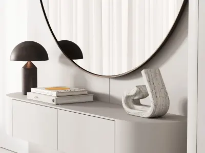 144 hallway zone 03 minimal modern with circle mirror 01 3D model