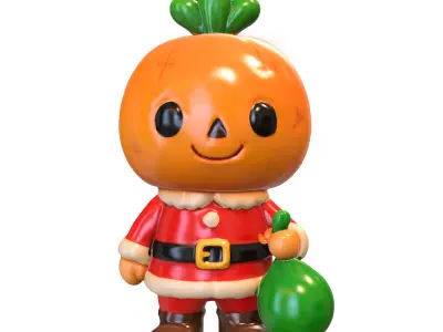 Pumpkin festive Low-poly 3D model