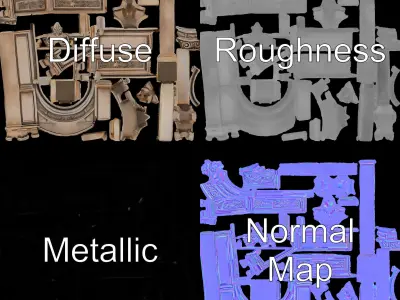 Ornate Archway Model Pack with Decorative Detailing Low-poly 3D model