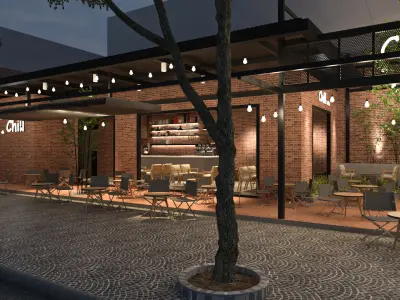  Brick coffee shop 3D model