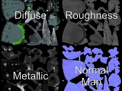 Futuristic Alien Drone Model Pack Low-poly 3D model