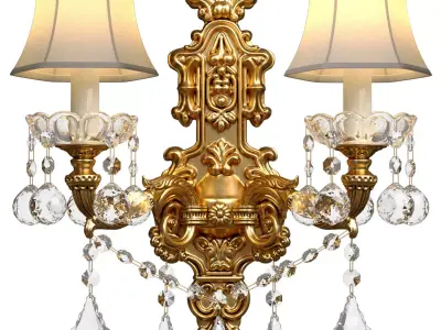 Golden Sconce Wall lamp classic style with crystal lampshade  3D model