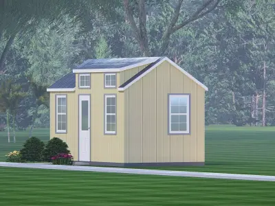 Barndominium Tiny House Exterior  Compact Barn Style Modern Home 3D model