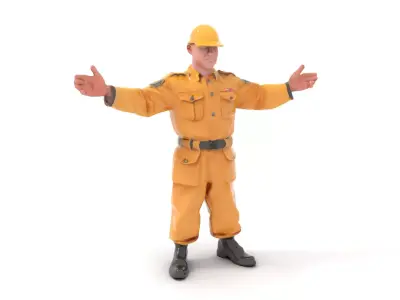 Rigged and Animated Construction Worker Character Model Low-poly 3D model