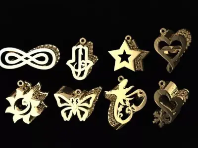 3D necklace 3d  8 models   NEW MODELS  3D print model