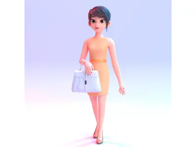 Amy Girl Cartoon Character 3D model